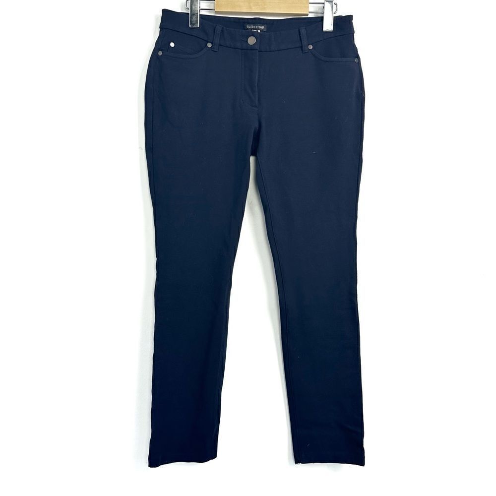 Eileen Fisher Navy Stretch Slim Fit  Straight Leg Pant Sz Small